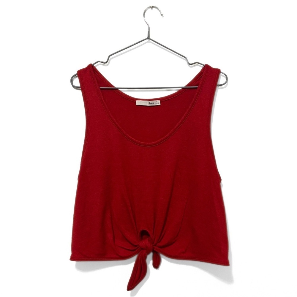 Wilfred Free | Aritzia Red Betsy Tie-Front Scoop-Neck Tank Top Size Large